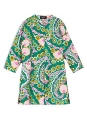 Calmi Printed Cotton Coat - Green