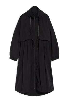 Olimpia Hooded Taffeta Duster Coat - Black