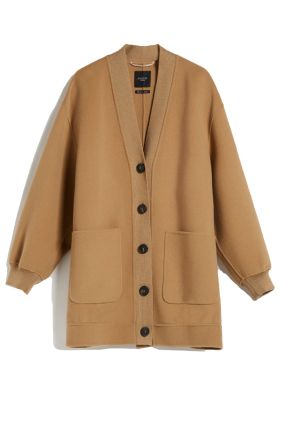 Zelma Long Wool Cardigan - Camel