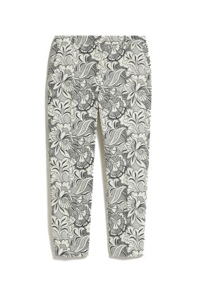 Ginepro Printed Cotton Cigarette Cut Trousers - Black