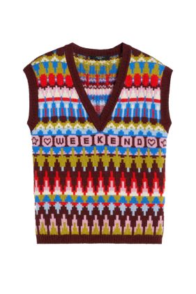 Aligi Jacquard Knitted Vest - Sky Blue