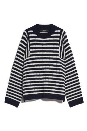 Bird Wool Yarn Sweater - Navy