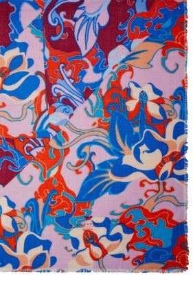 Cisa Printed Wool Shawl - Antique Rose