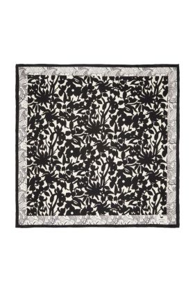 Onesto Printed Silk Twill Neckerchief - White Black