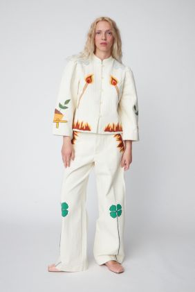 Patchwork Elements Jacket - Creme
