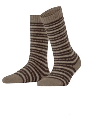 Fluff Lines Boot Socks - Nutmeg Melange