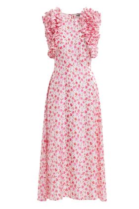 Hexico Ruffle Midi Dress- Pink