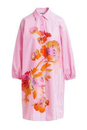 Hoses Cotton Shirt Dress - Pink