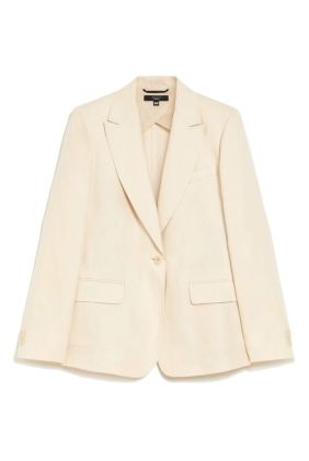 Nalut Washed Linen Blazer- Ivory