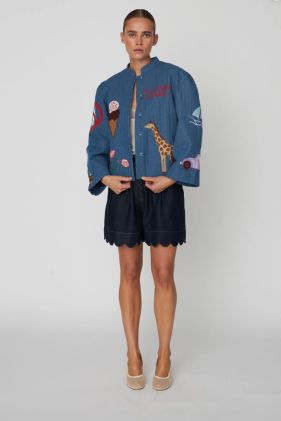 Out of Office Embroidered Jacket - Summer Blue
