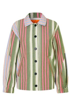 Oversized Utility Workwear Jacket - Forest Stripe
