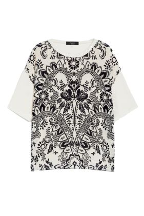 Pampas Silk & Jersey T-Shirt - Ivory