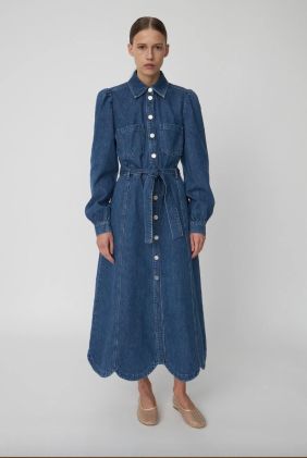 Raw Denim Dress - Washed Denim Blue