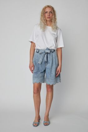Moon Washed Denim Shorts - Denim Moon