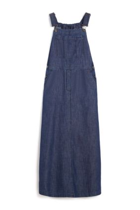 Kiss Denim Dungaree Dress - Navy