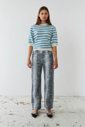 Knitted Wave Jumper - Blue Green Stripes