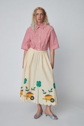 Embroidered Midi Skirt - Ivory